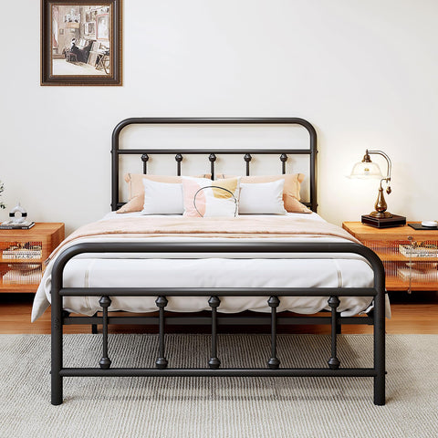 Vengarus twin bed frame with headboard offers sturdy support and vintage charm.