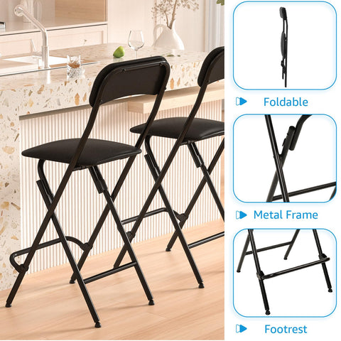 VENI HOME folding bar stool with stable legs provides reliable support during busy moments.
