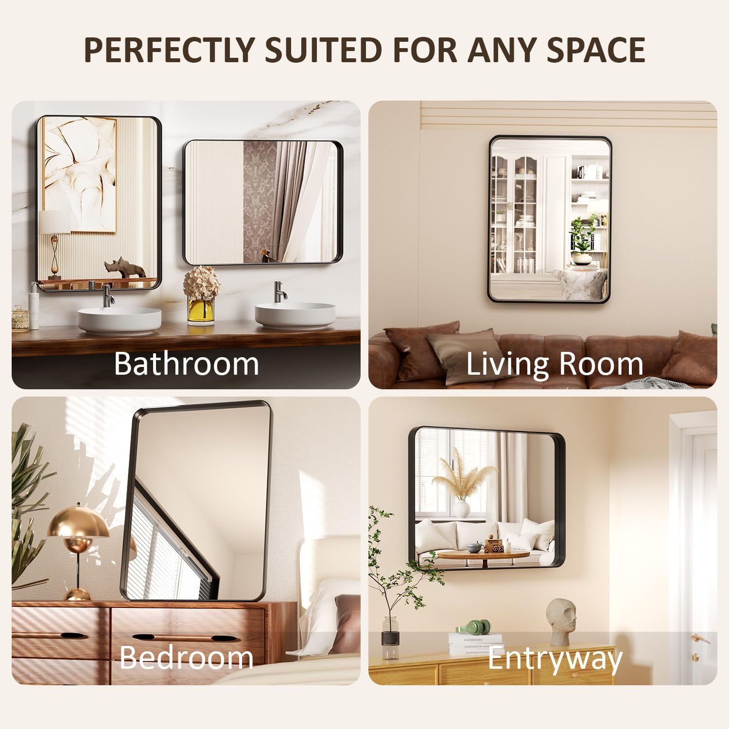 Venlus 22x30 mirror suitable for bathrooms, bedrooms, and entryways with modern appeal.