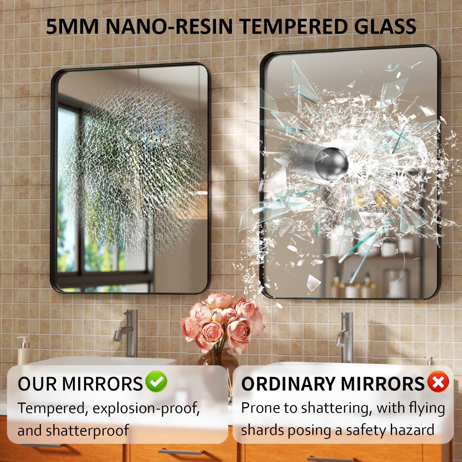 Venlus distortion-free glass helps accurate reflection for grooming and styling routines.
