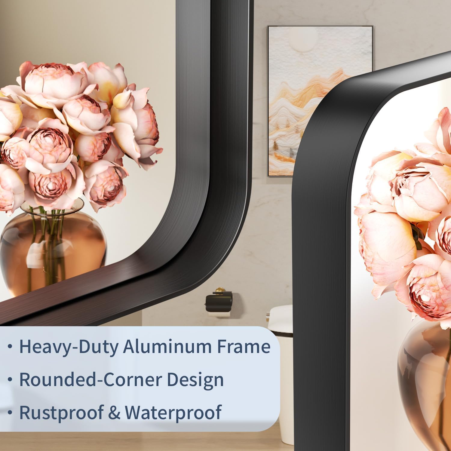 Venlus mirror suits vertical, horizontal, or leaning installs for flexible placement.