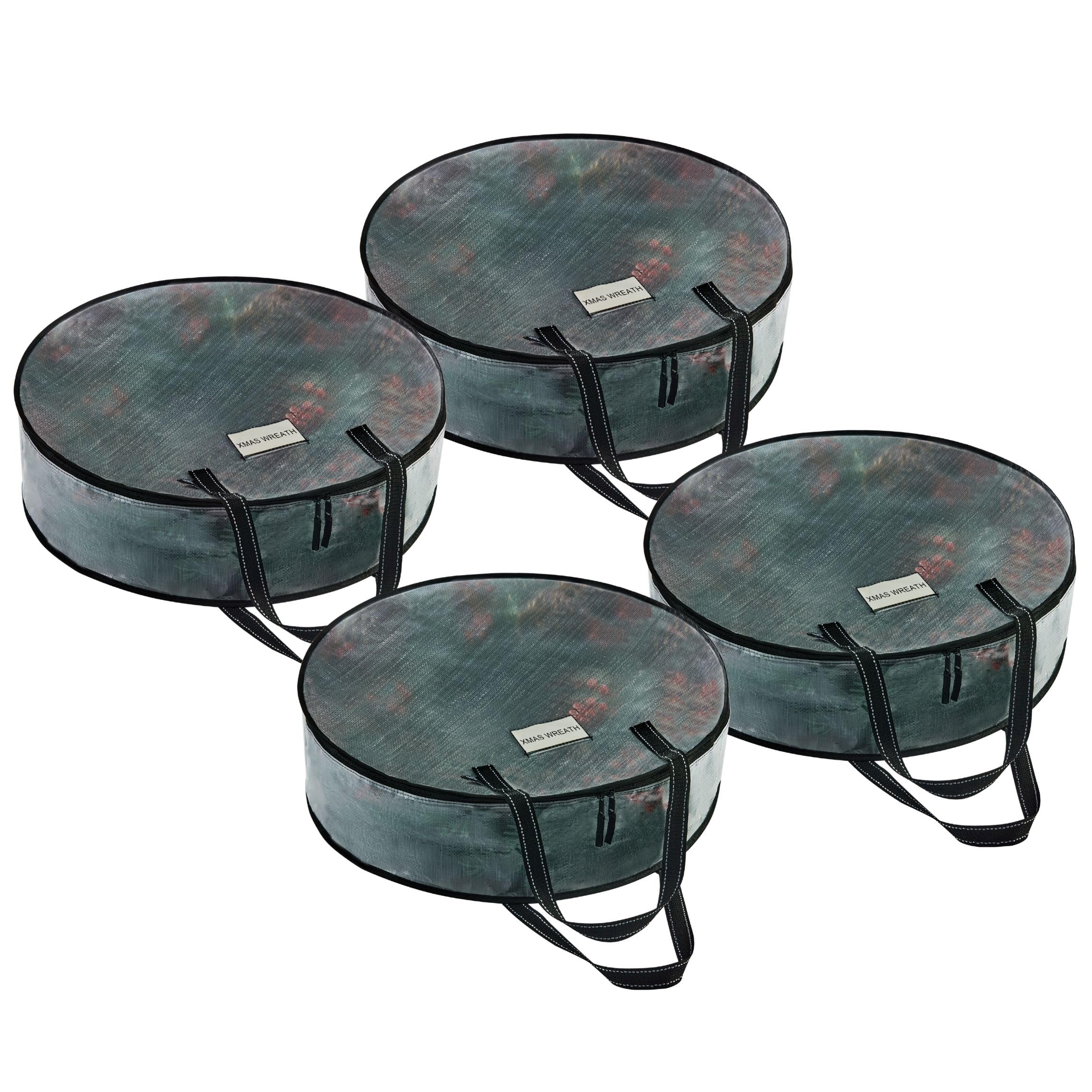 VENO 36-inch wreath storage container in a clear bag for easy viewing.