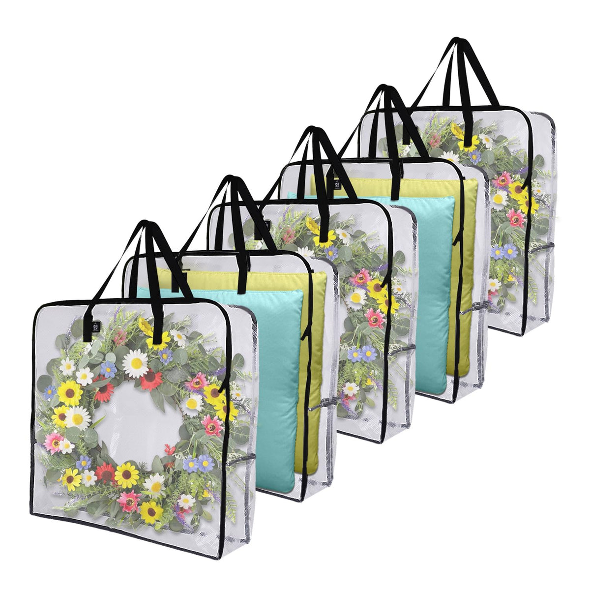 VENO 5-pack clear moving bags with heavy-duty PP woven fabric for easy packing.