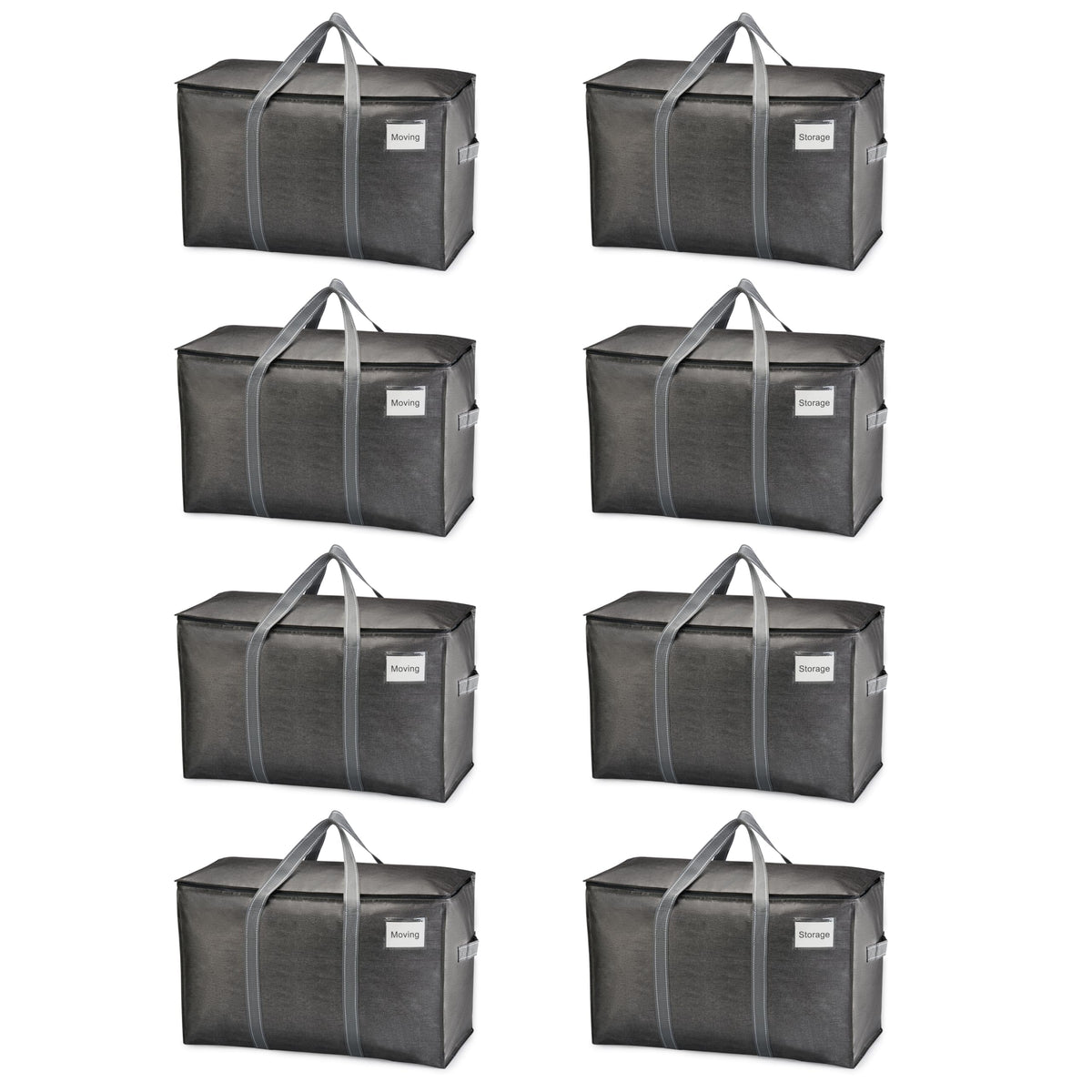 VENO 8-pack heavy-duty moving bags folded-flat demonstrate space-saving storage for future moves.
