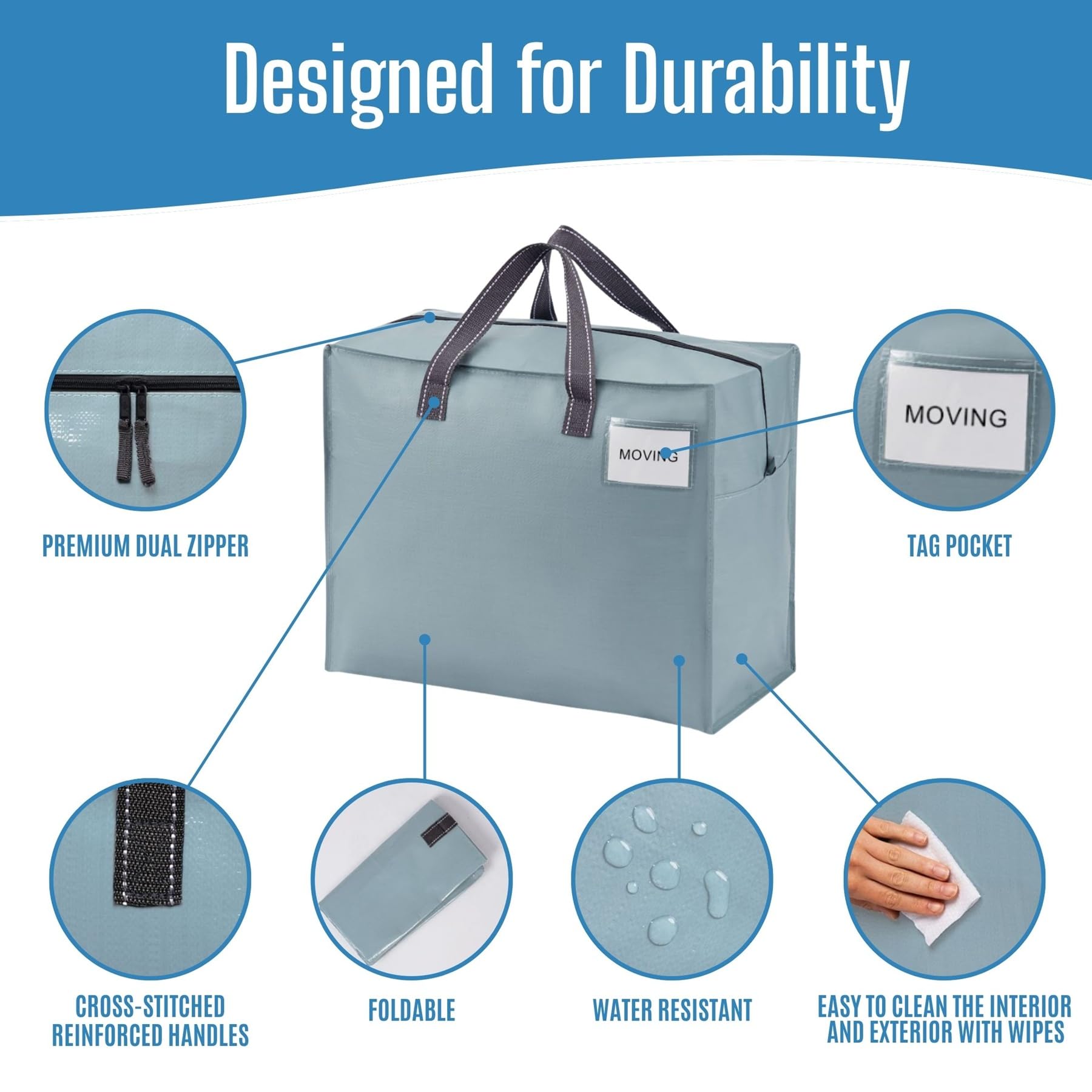 VENO dual-tab top zipper keeps contents secure during transport.