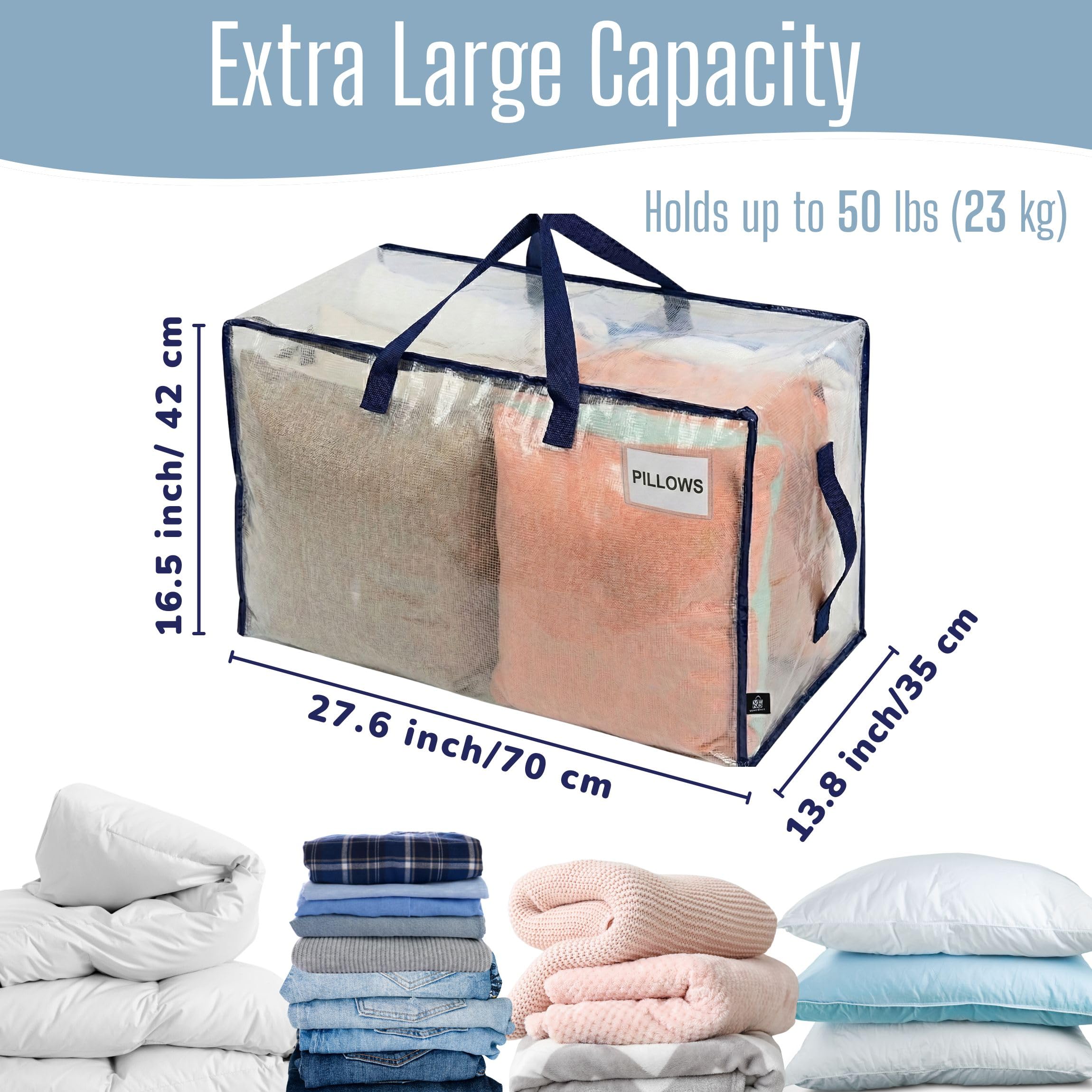 VENO foldable storage bags save space when not in use.