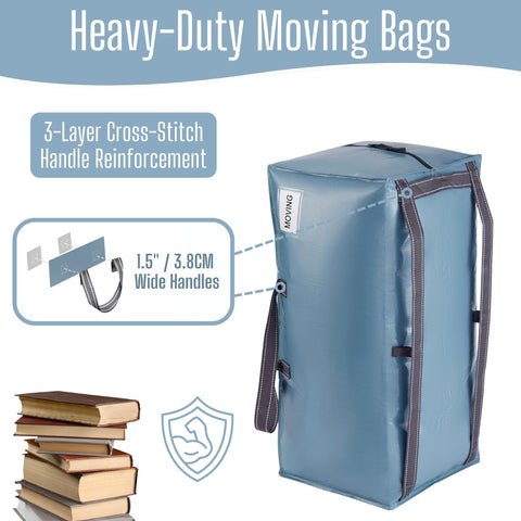 Reinforced handles and zippers on VENO moving bags.