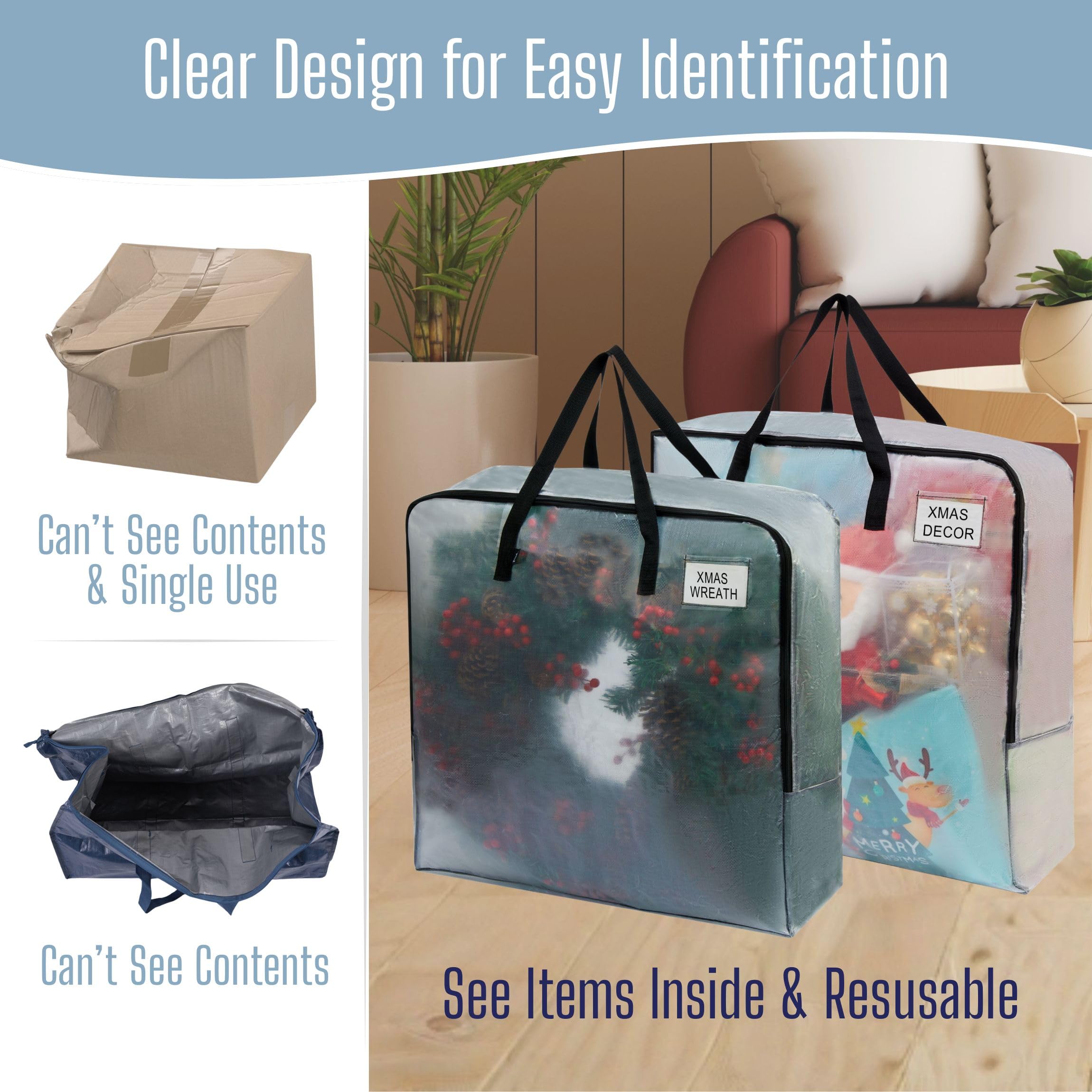 VENO bags feature reinforced handles and dual zippers for secure stacking.