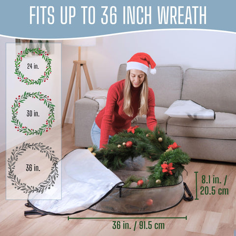 VENO round wreath bags with translucent design for quick decor identification.