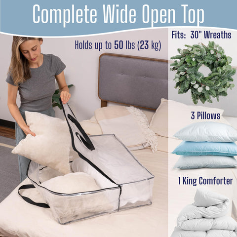 VENO wreath storage bag fits up to 30 inches, protecting seasonal décor.