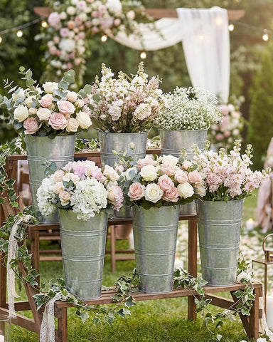 vensovo dried flowers in metal bucket offer lasting seasonal displays
