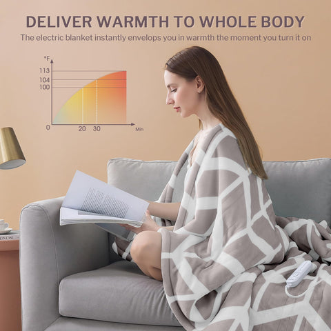 Ventimi 50x60 inch throw covering lap on couch.