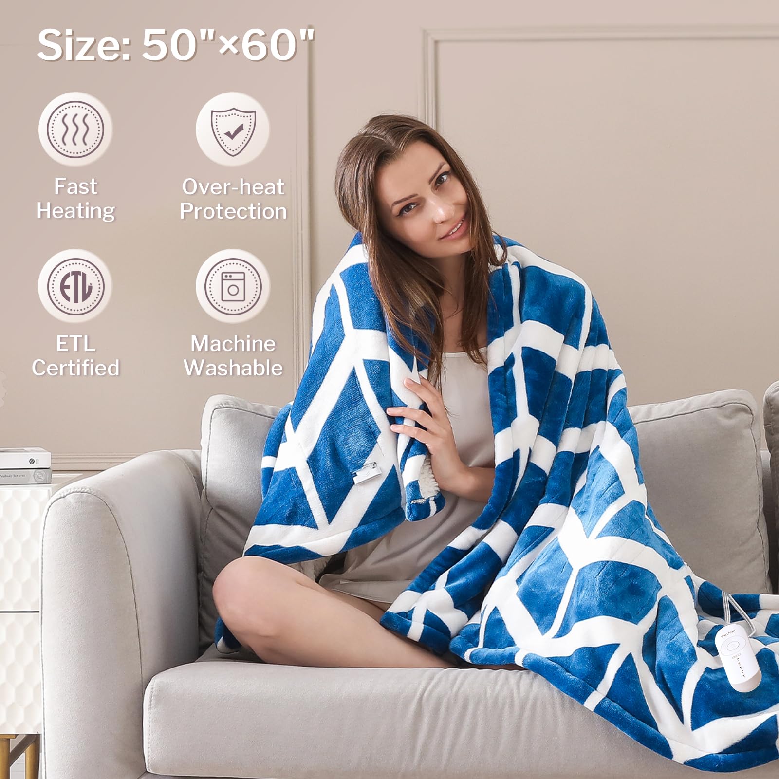 VENTIMI blanket with 8.5 ft cord for flexible placement.