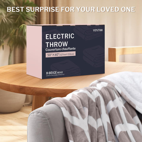 Ventimi beige blanket machine washable for easy care.