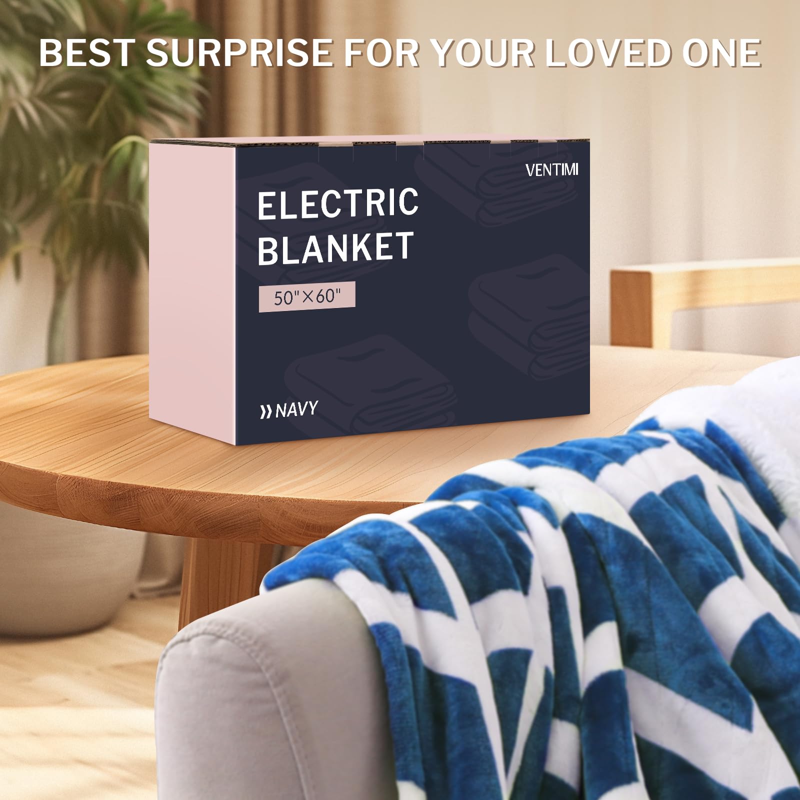 VENTIMI navy fabric offers premium softness and warmth.