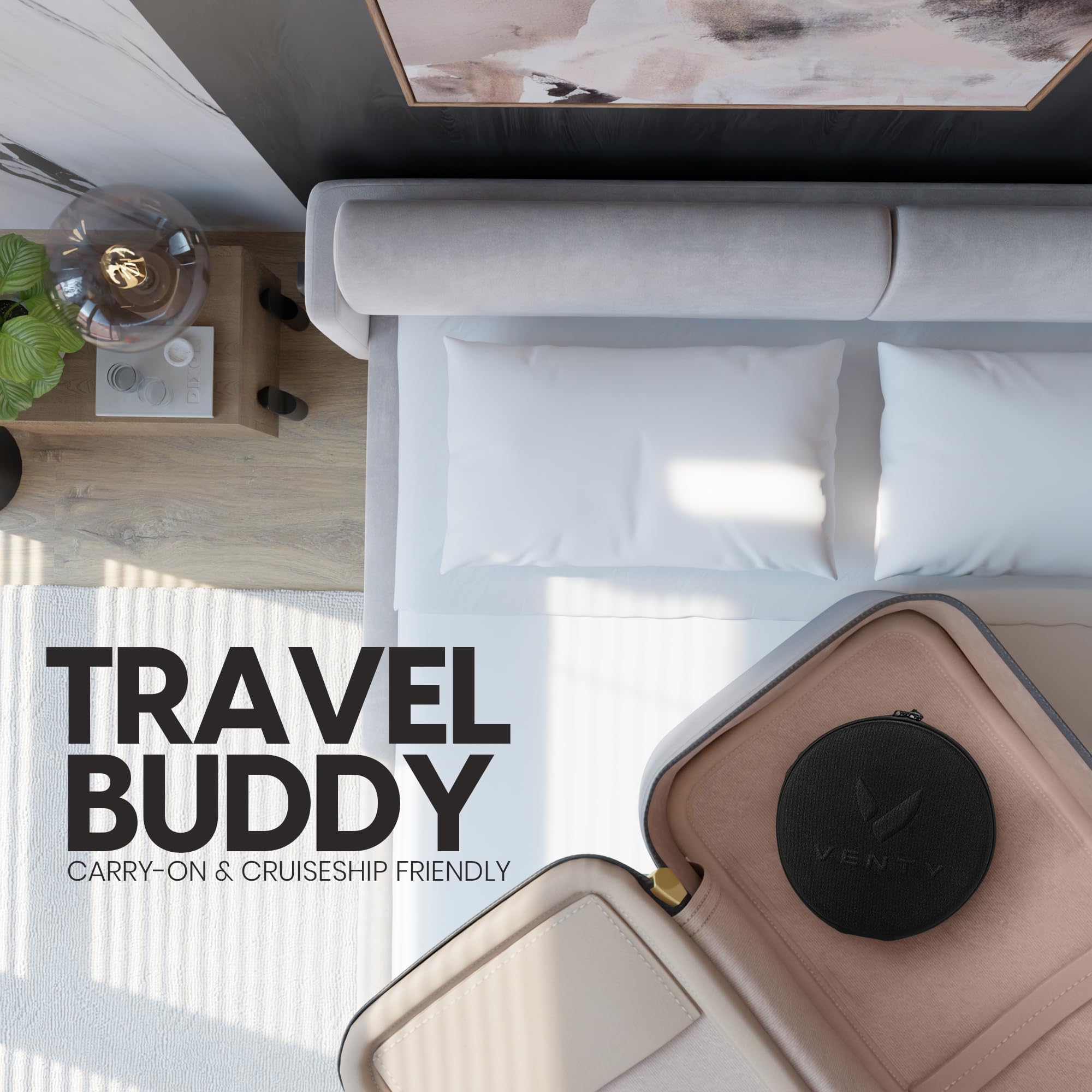 VENTY portable fan 180-degree rotation offers flexible airflow angles.