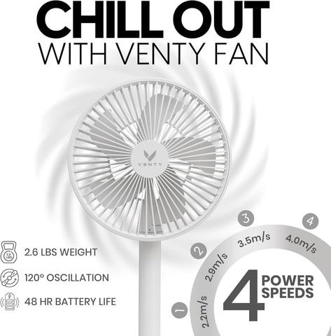 VENTY 16,000 mAh battery powering long-lasting breeze.