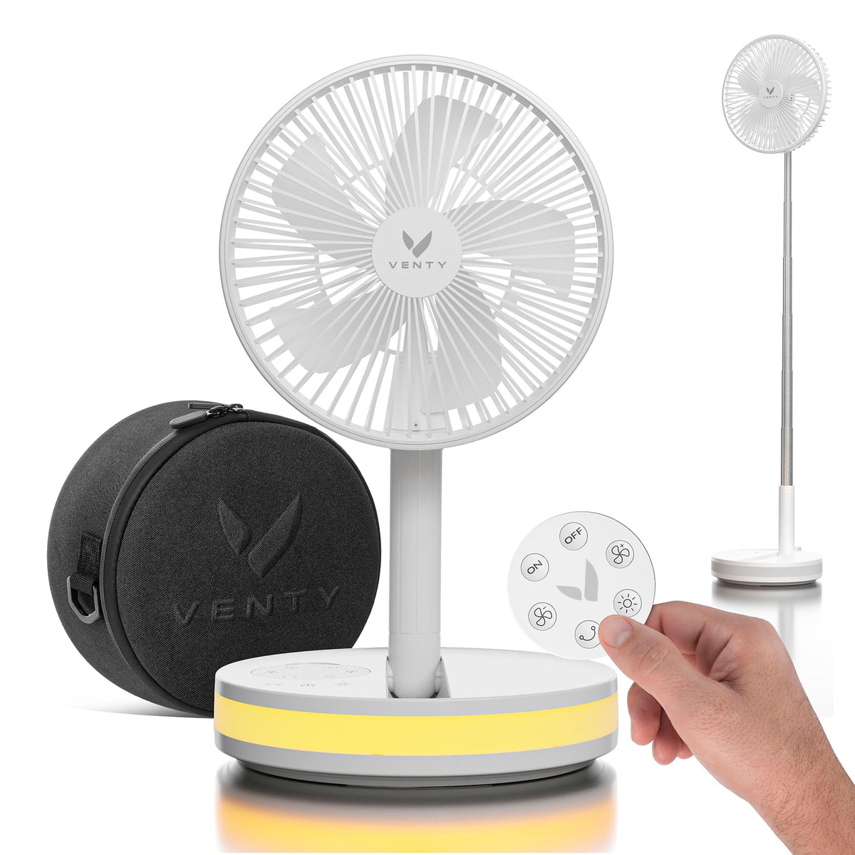 VENTY portable fan foldable design for compact travel storage.