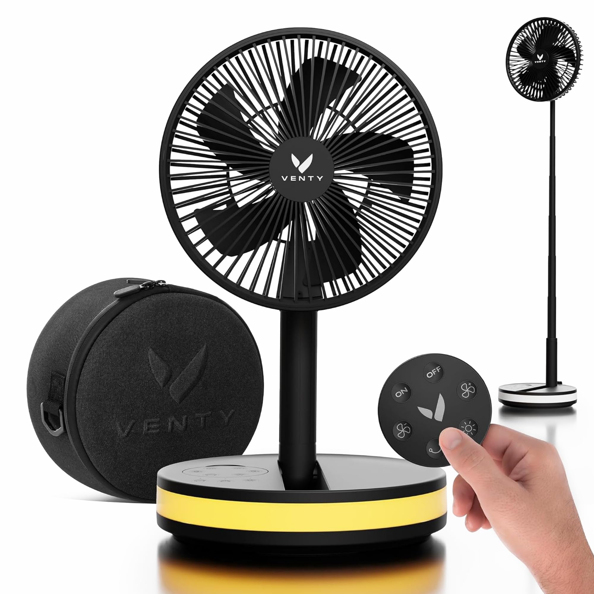 Venty portable fan foldable design for travel and desk use.