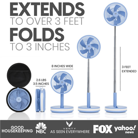 VENTY portable fan remote-control enables easy speed and light adjustments.