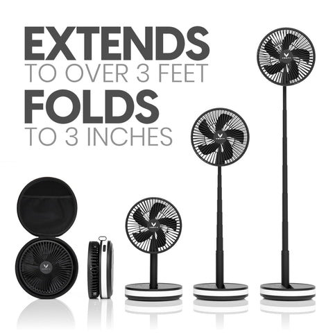 Venty portable fan rotates 180 degrees for versatile airflow direction.