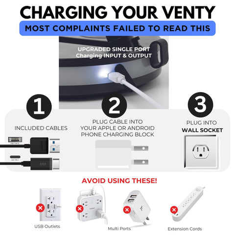 VENTY portable fan travel compact fits bags and backpacks.
