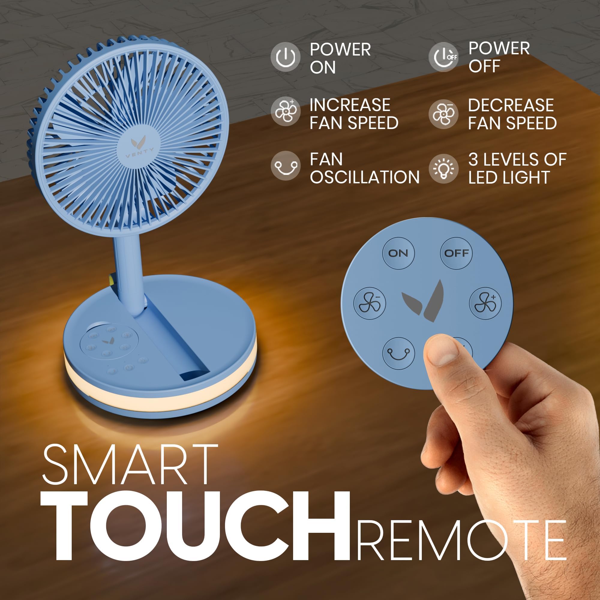 VENTY portable fan USB-C charging lets you power devices on the move.