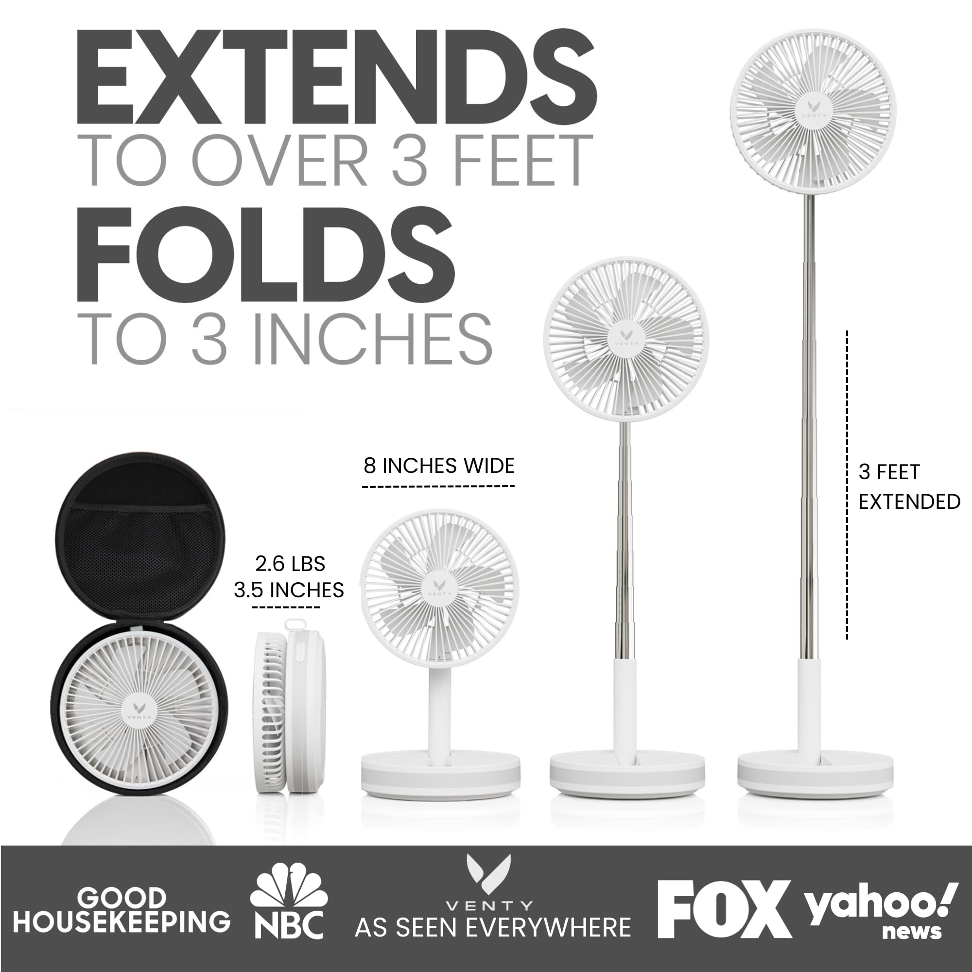 VENTY portable fan in wireless operation for cord-free cooling.