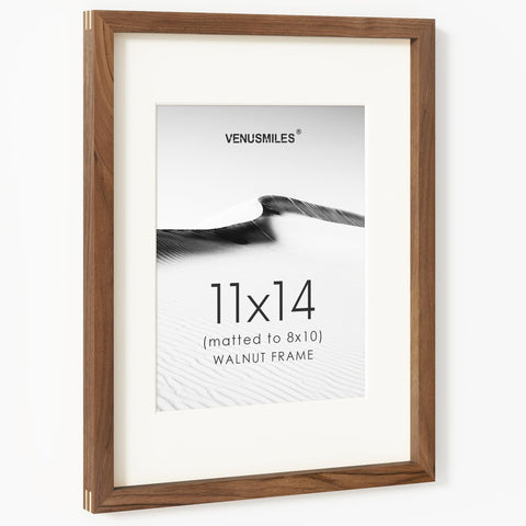 Venusmiles 11x14 walnut frame front view highlighting natural grain and warm finish