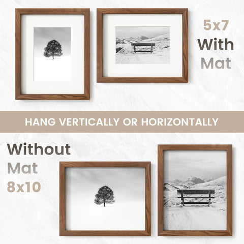 Venusmiles gallery wall arrangement featuring walnut frame and multiple photos.