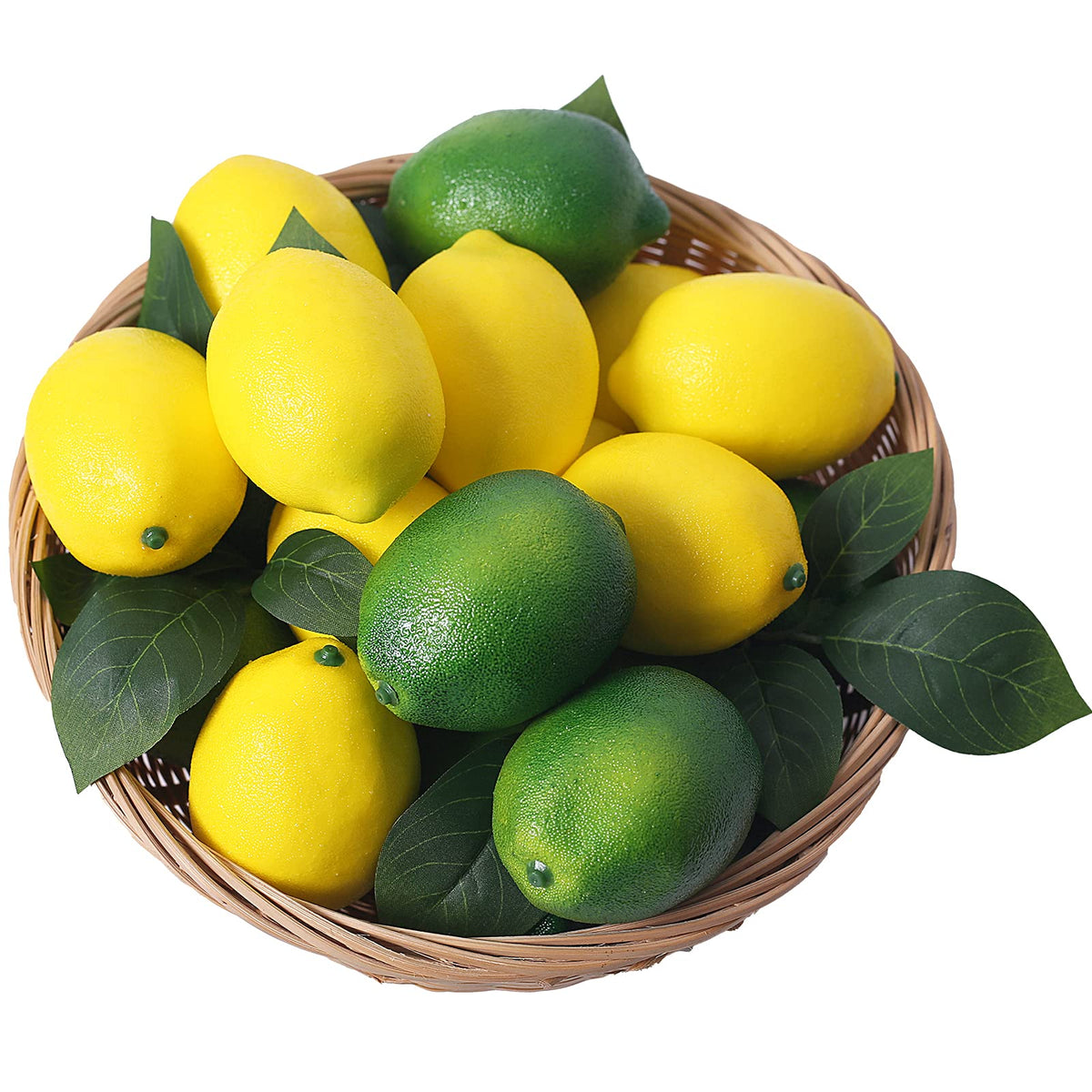 VEOAY fake lemons and limes with leaves for a lifelike kitchen display.