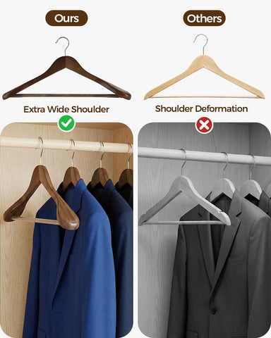 Verahaus premium wooden hanger features a 360-degree swivel hook.