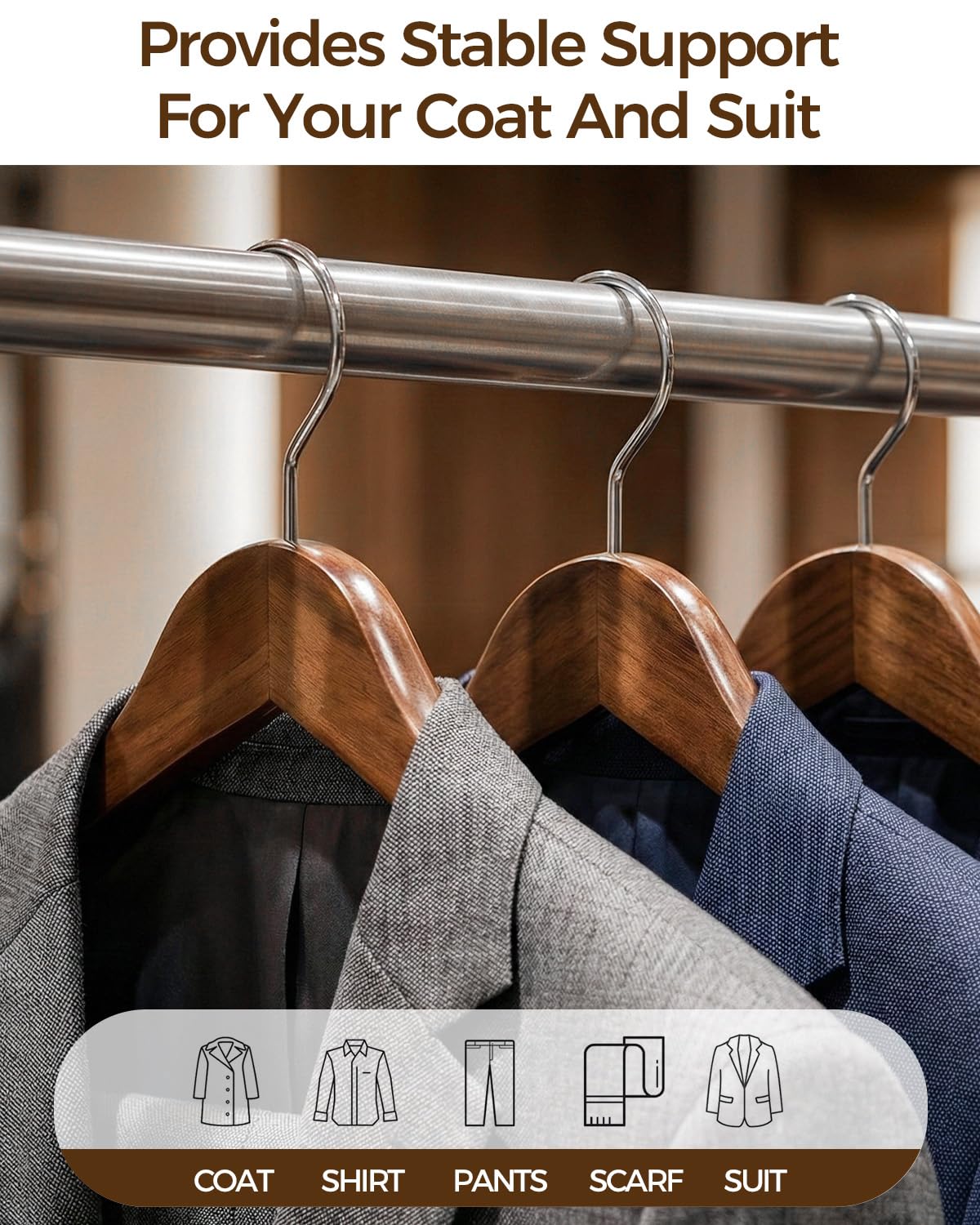 Verahaus hangers provide everyday durability for coats, jackets, and suits.