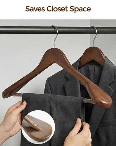 Verahaus premium wooden hanger supports up to 20 lbs for heavy garments.