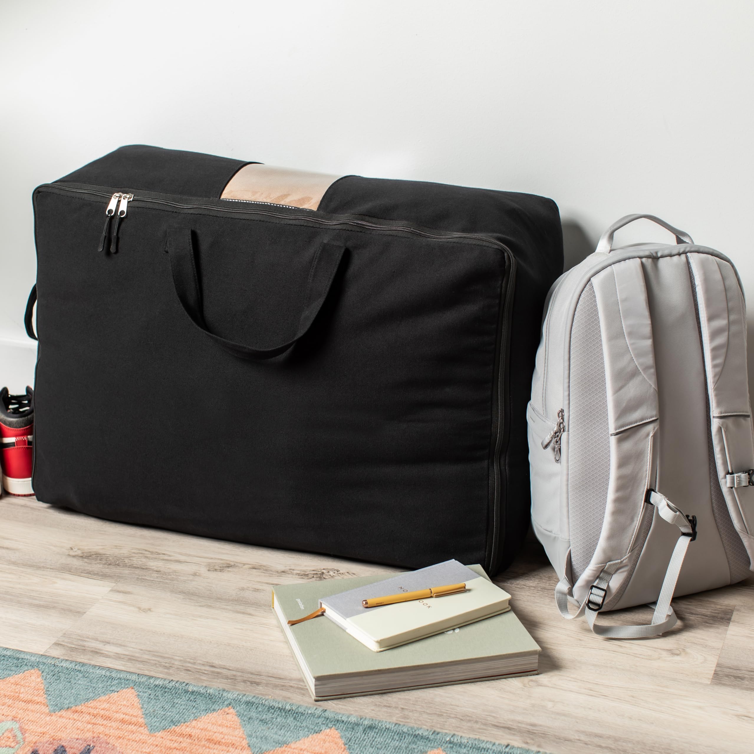 VeraMia canvas storage bag with clear window to view contents