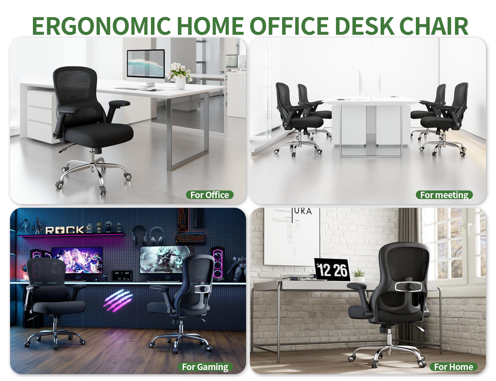 Veratric breathable mesh back promoting air flow during long work sessions.
