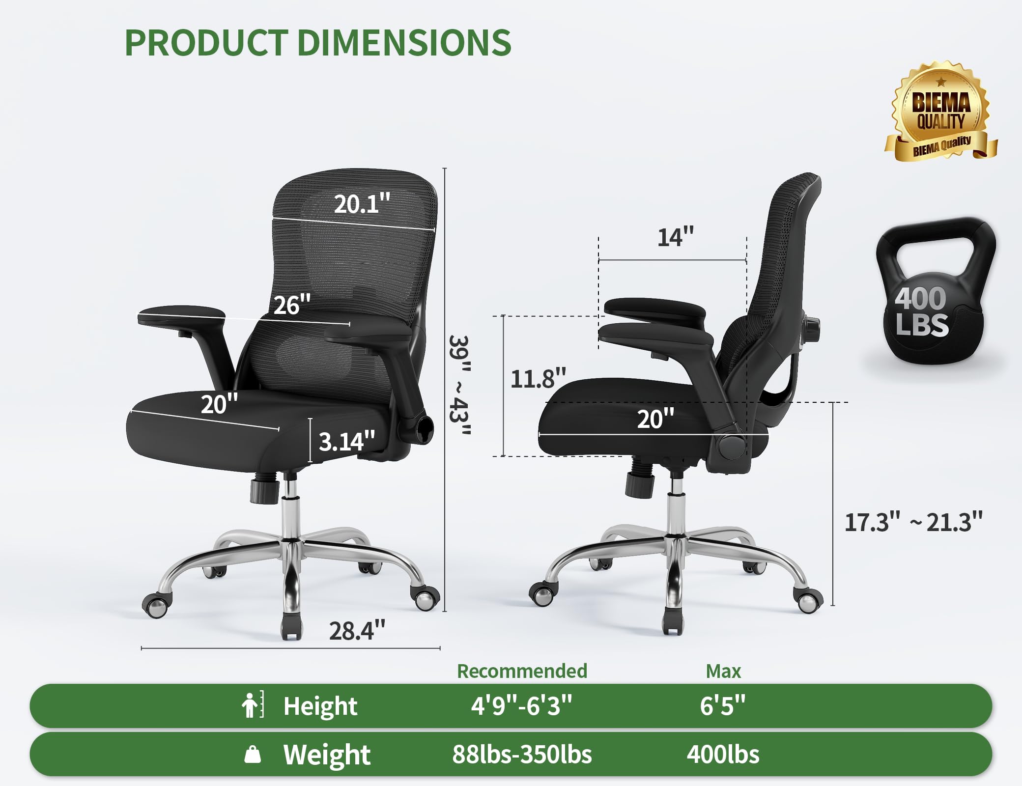 Veratric office chair with extra thick seat cushion for extended seating comfort.
