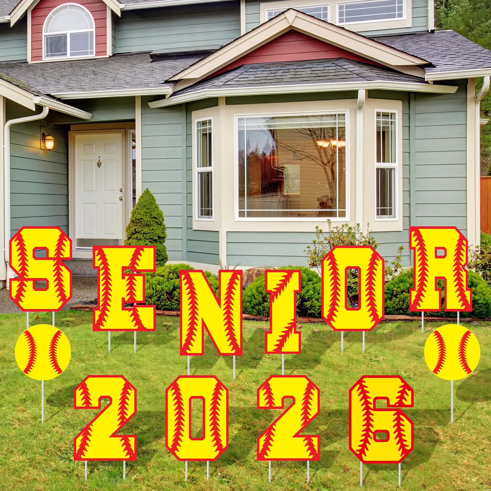 Vercraft sports-themed graduation yard sign creates photo-ready backdrop.