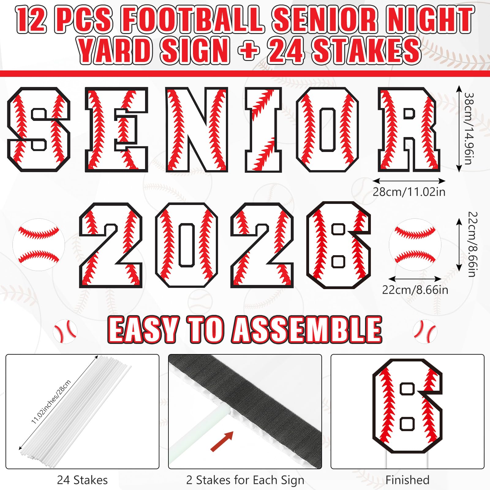 Vercraft yard sign 15x11 inch, senior 2026, durable stakes for lawn display.