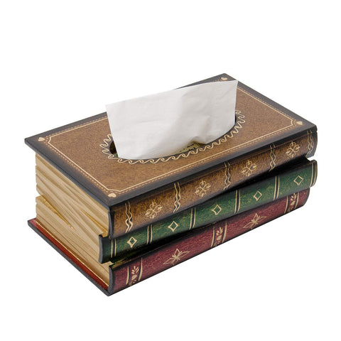 VERGOODR classic wooden tissue box cover with antique book design enhances retro home decor