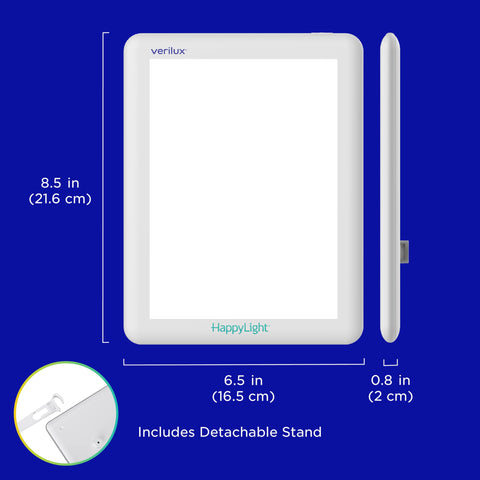 Verilux HappyLight Lucent bidirectional stand supports optimal light positioning.