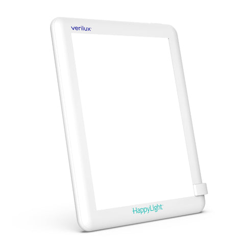 Verilux HappyLight Lucent front view shows UV-free brightness for daytime use.