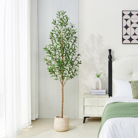 VeriNatural olive tree base stability with cement-filled planter