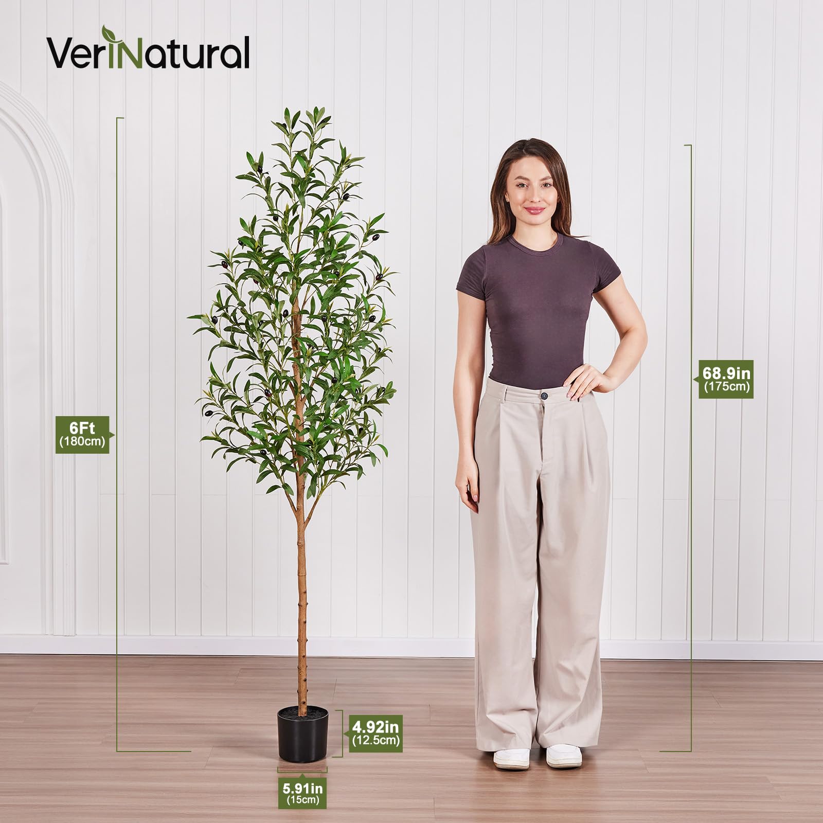 VeriNatural potted olive tree creates dramatic space