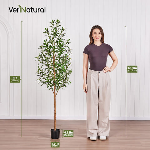 VeriNatural potted olive tree creates dramatic space
