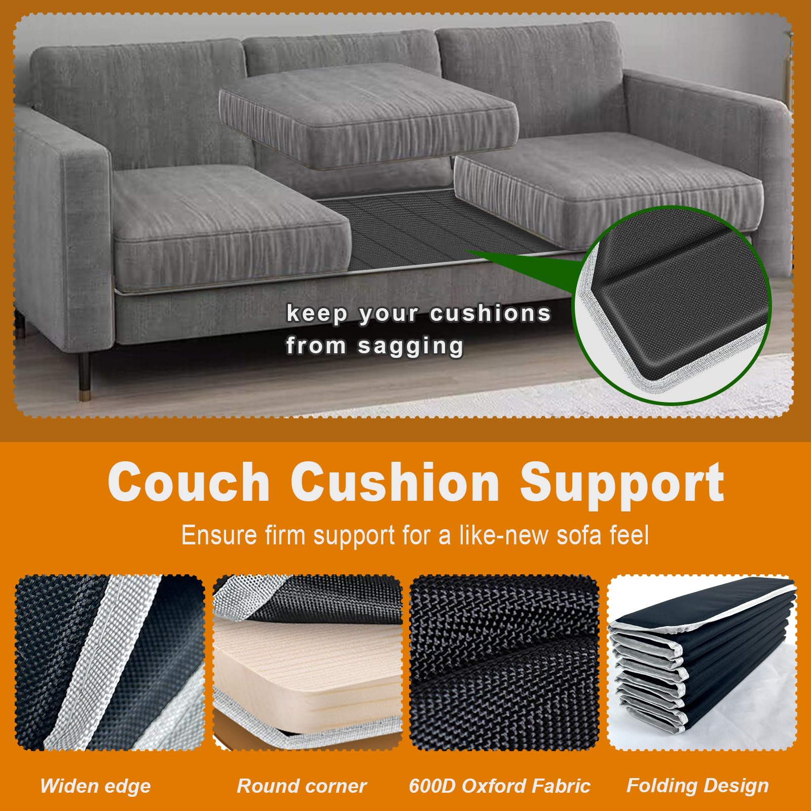 VERONLY thick MDF boards provide sturdy seat backing for busy living rooms