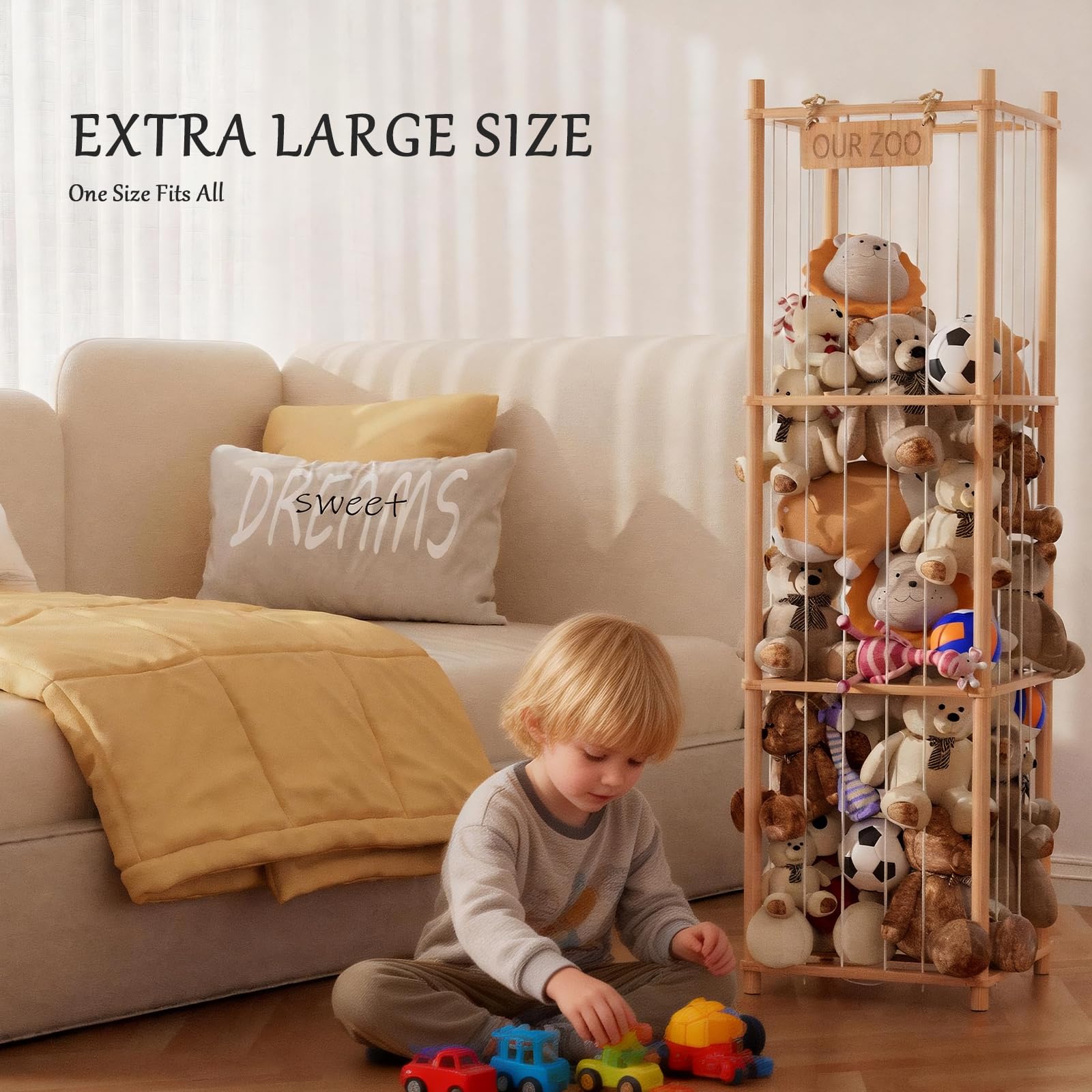VERONLY roomy 15.7W width fits plush toy collections without crowding shelves.