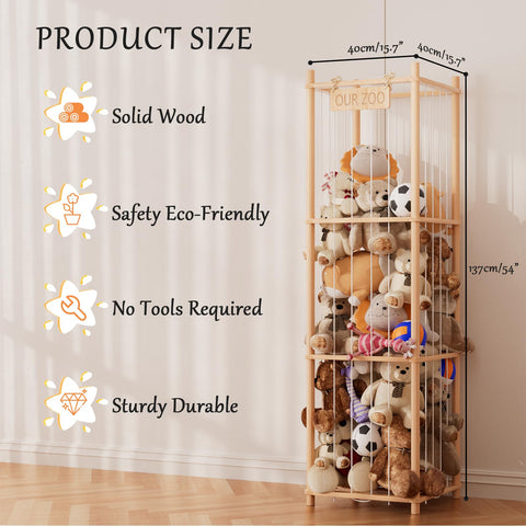 VERONLY wooden frame with sturdy bars supports growing plush collections safely.