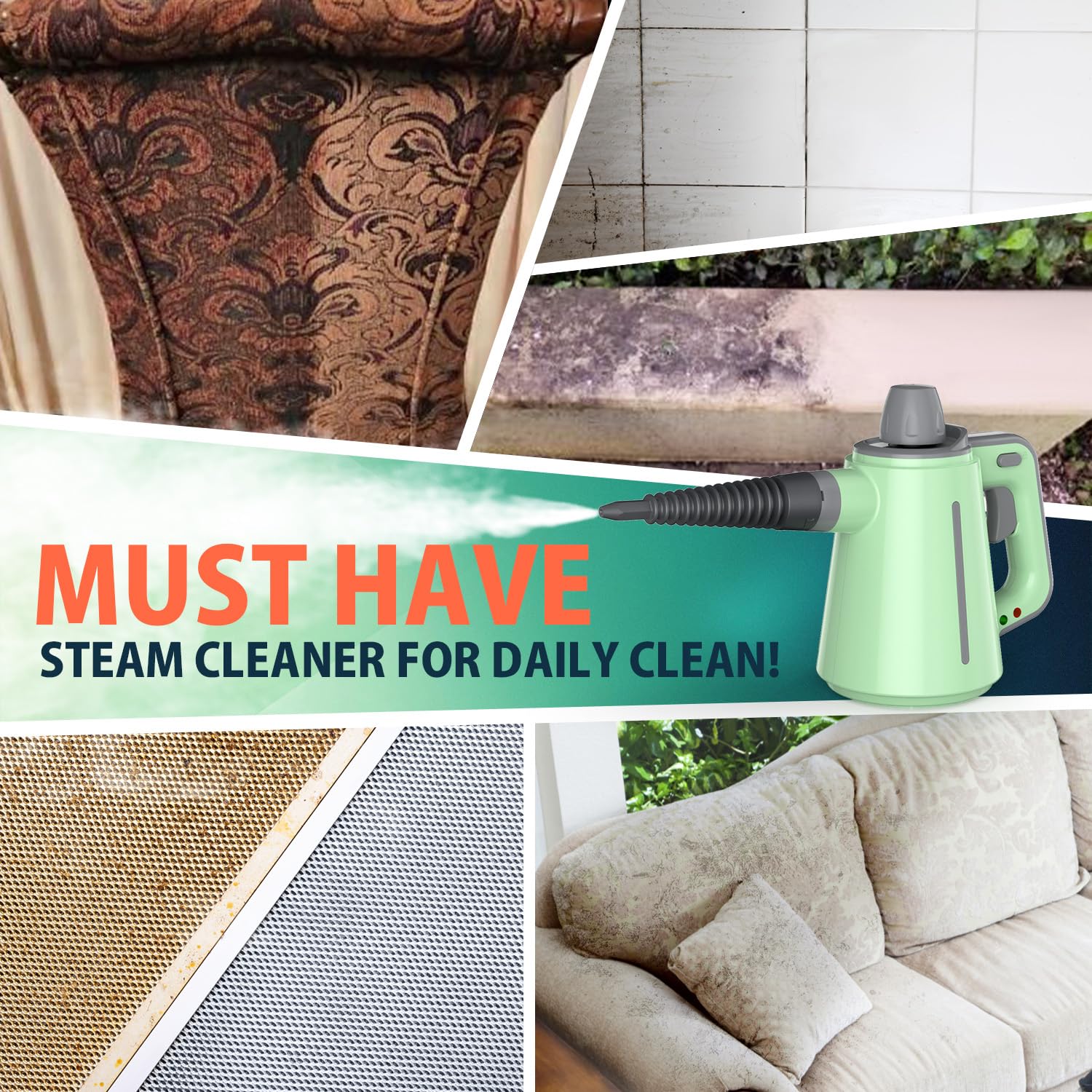 VeRosky steam cleaner has a compact handheld design for daily use