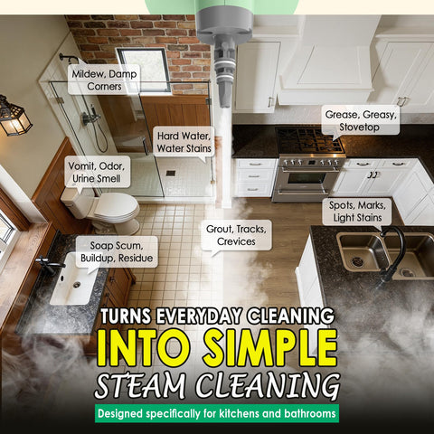 VeRosky steam cleaner removes kitchen stove grease with hot steam